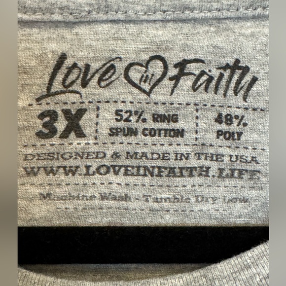 Love for Faith Gray Graphic T-Shirt with Cute Snowman Design sz 3XL - Picture 4 of 4